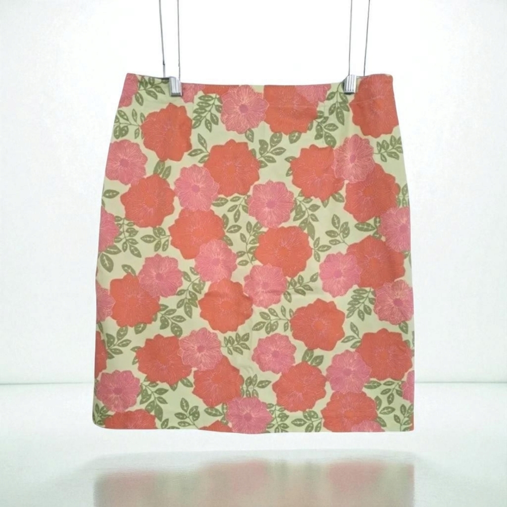 Sigrid Olsen Lemon Hibiscus Floral Print Summer Skirt Size 8‎ NWOT Office